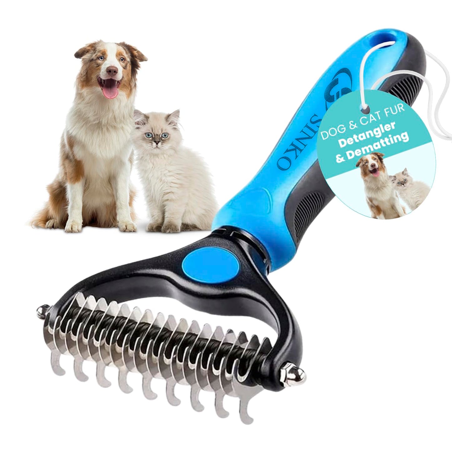 Sinko Undercoat Rake and Brush for Deshedding Double Coat Dogs and Cats