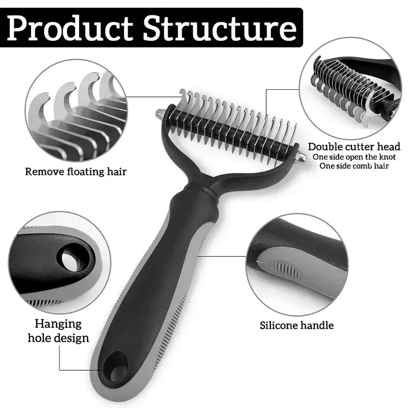 2-in-1 Pet Deshedding Brush for Dogs & Cats