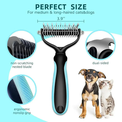 2-in-1 Pet Deshedding Brush for Dogs & Cats
