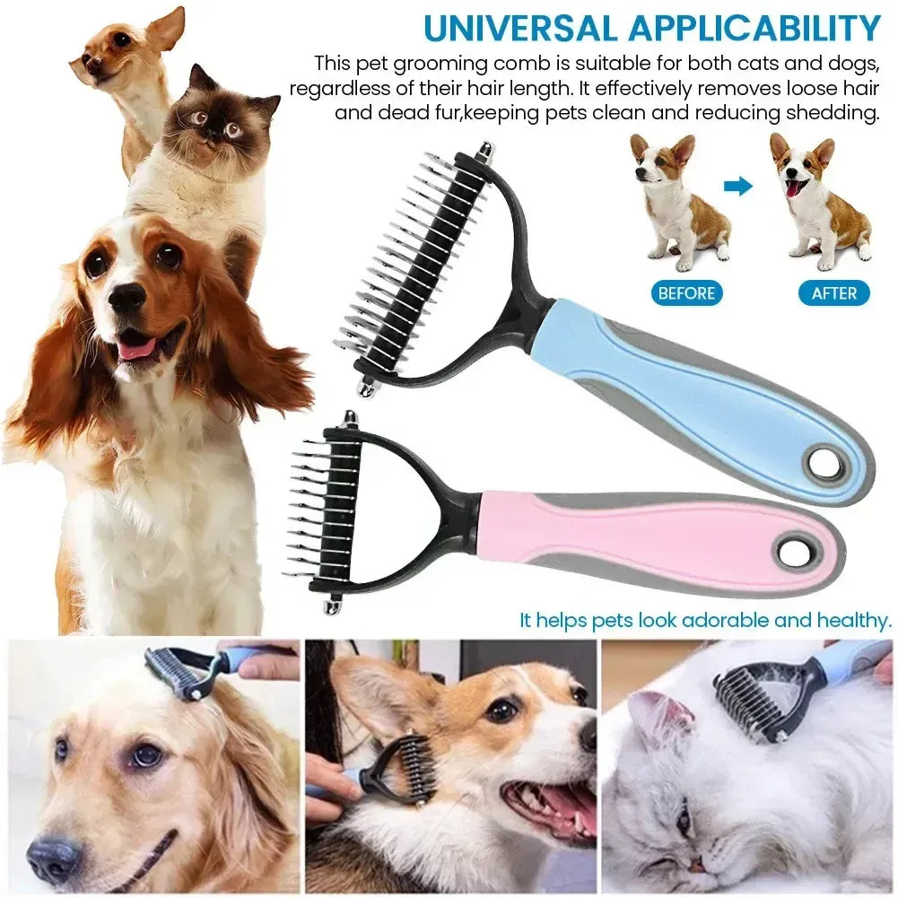 2-in-1 Pet Deshedding Brush for Dogs & Cats