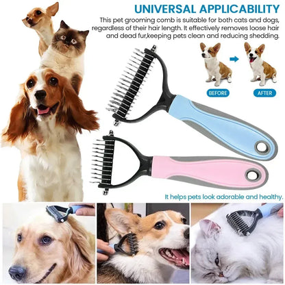 2-in-1 Pet Deshedding Brush for Dogs & Cats
