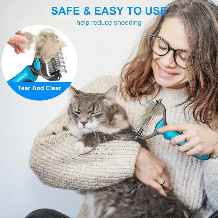 2-in-1 Pet Deshedding Brush for Dogs & Cats
